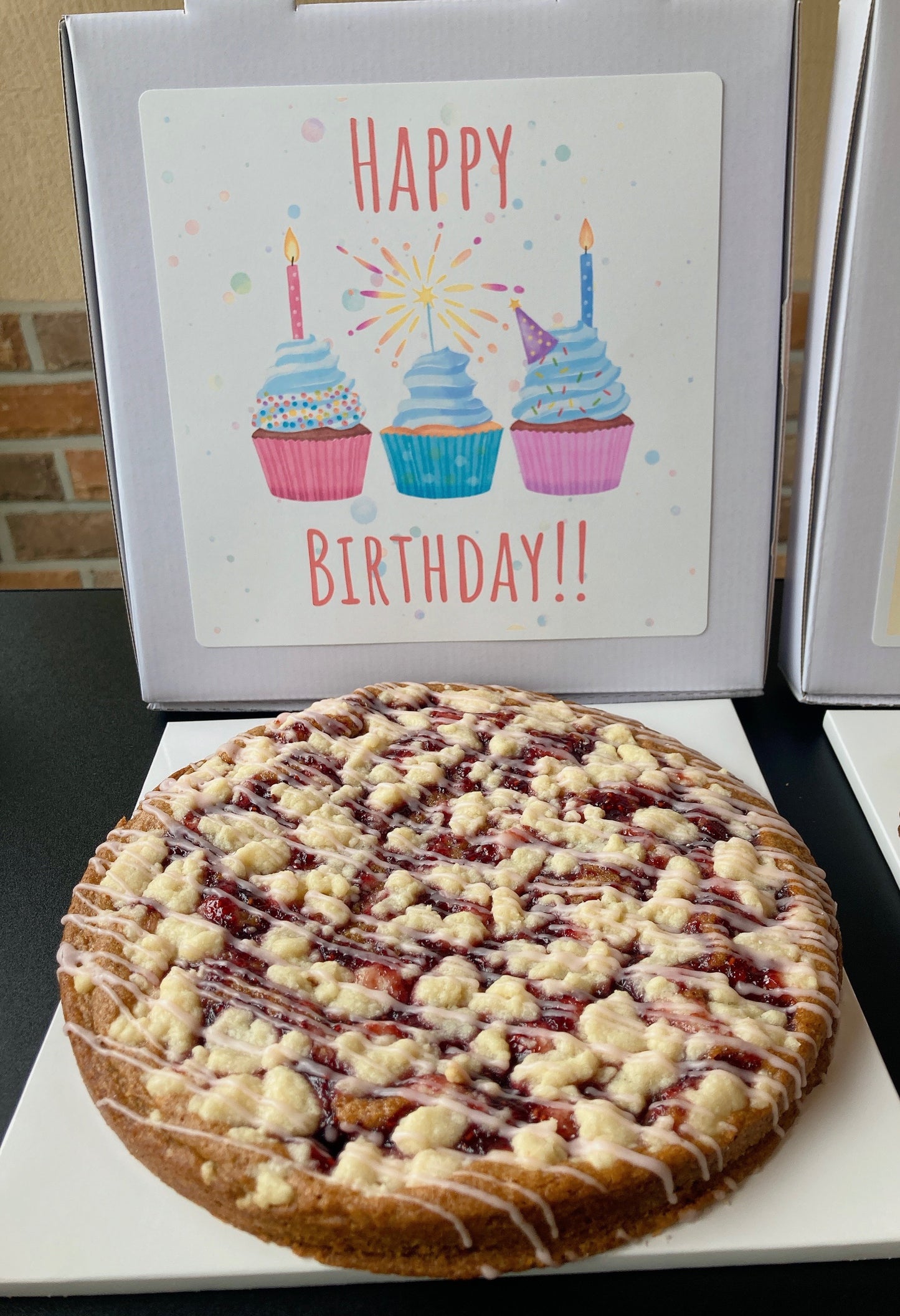 Raspberry Crumble Cookie Cake