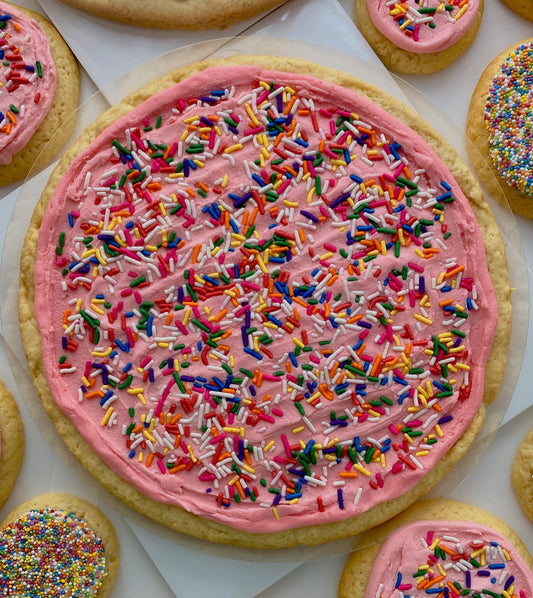 Frosted Sprinkles Cookie Cake