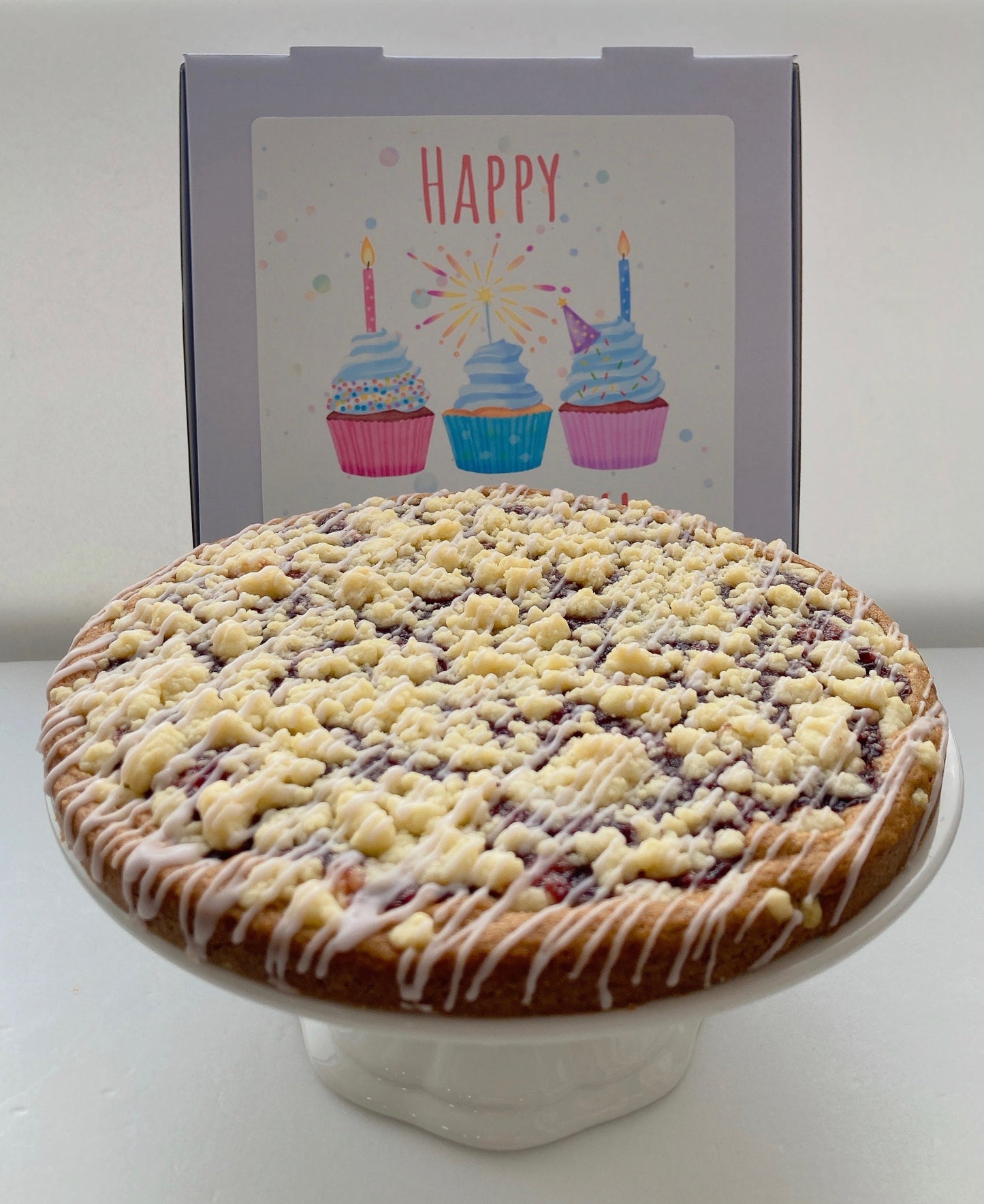 Raspberry Crumble Cookie Cake